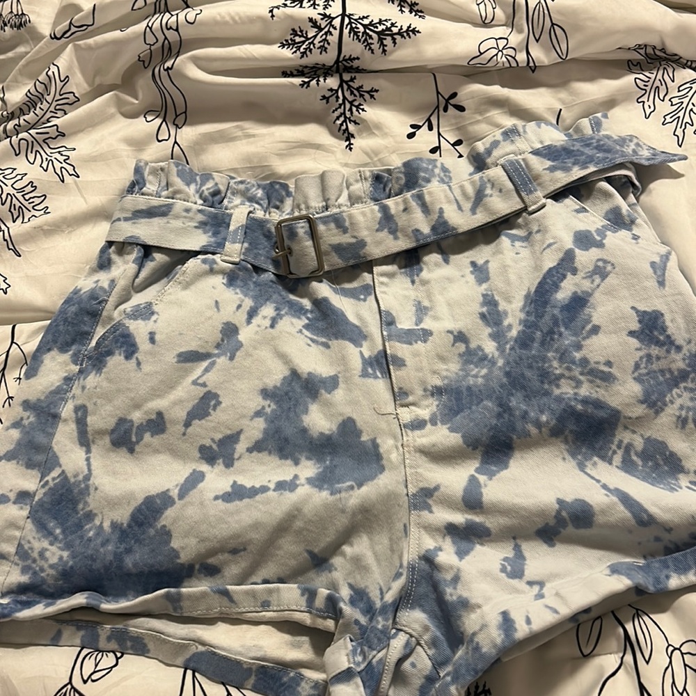 Denim tie dye shorts